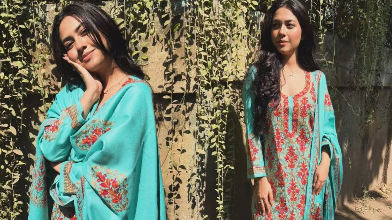 Green floral embroidered suit by Reem Sameer Sheikh 