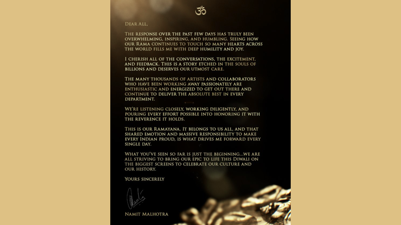 Namit Malhotra, the producer of Ramayana, expressed his gratitude regarding  the discussions surrounding Ranbir Kapoor's portrayal of Rama, stating, "We  are paying close attention." | Zoom TV