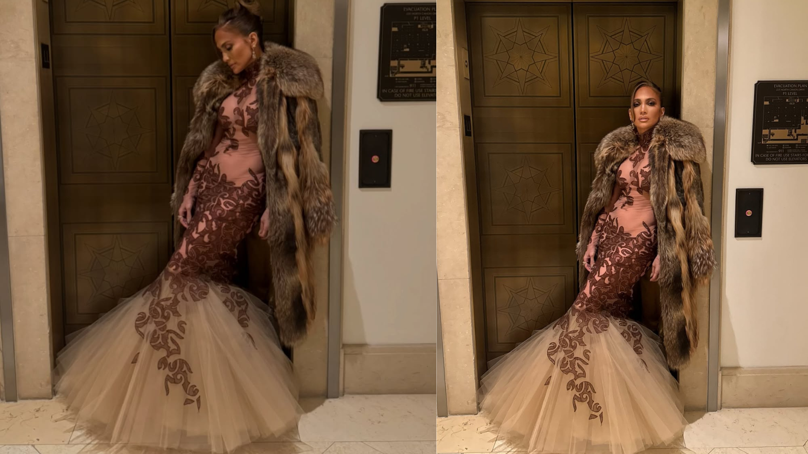 jennifer lopez mermaid dress Jennifer Lopez 2023 Met Gala Two-tone Velvet Satin Mermaid Dress