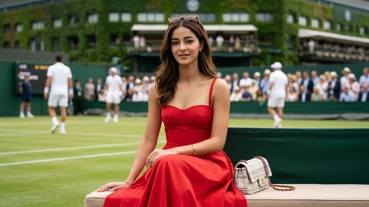 ananya panday red dress Ananya Panday's red corset and skirt set by Acel is finished with satin  roses