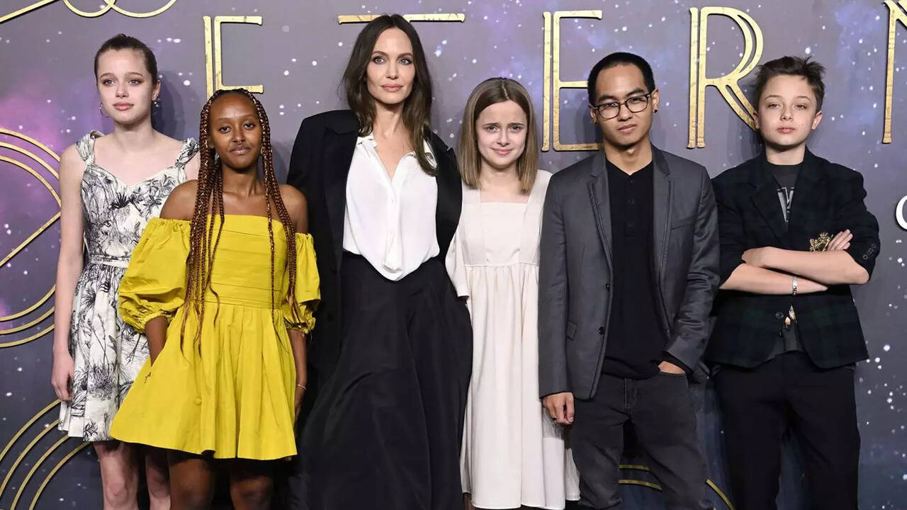 Angelina Jolie with her children