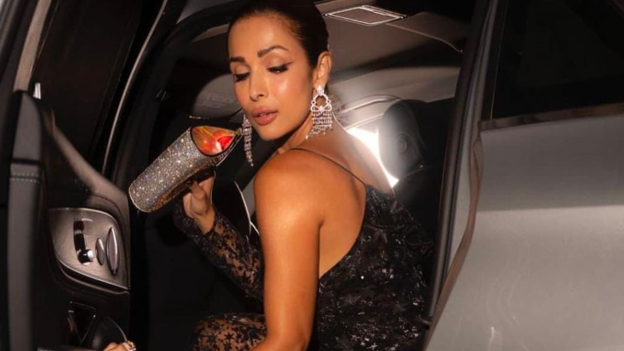 malaika arora sheer dress Malaika Arora exudes effortless glam in gold sequined dress
