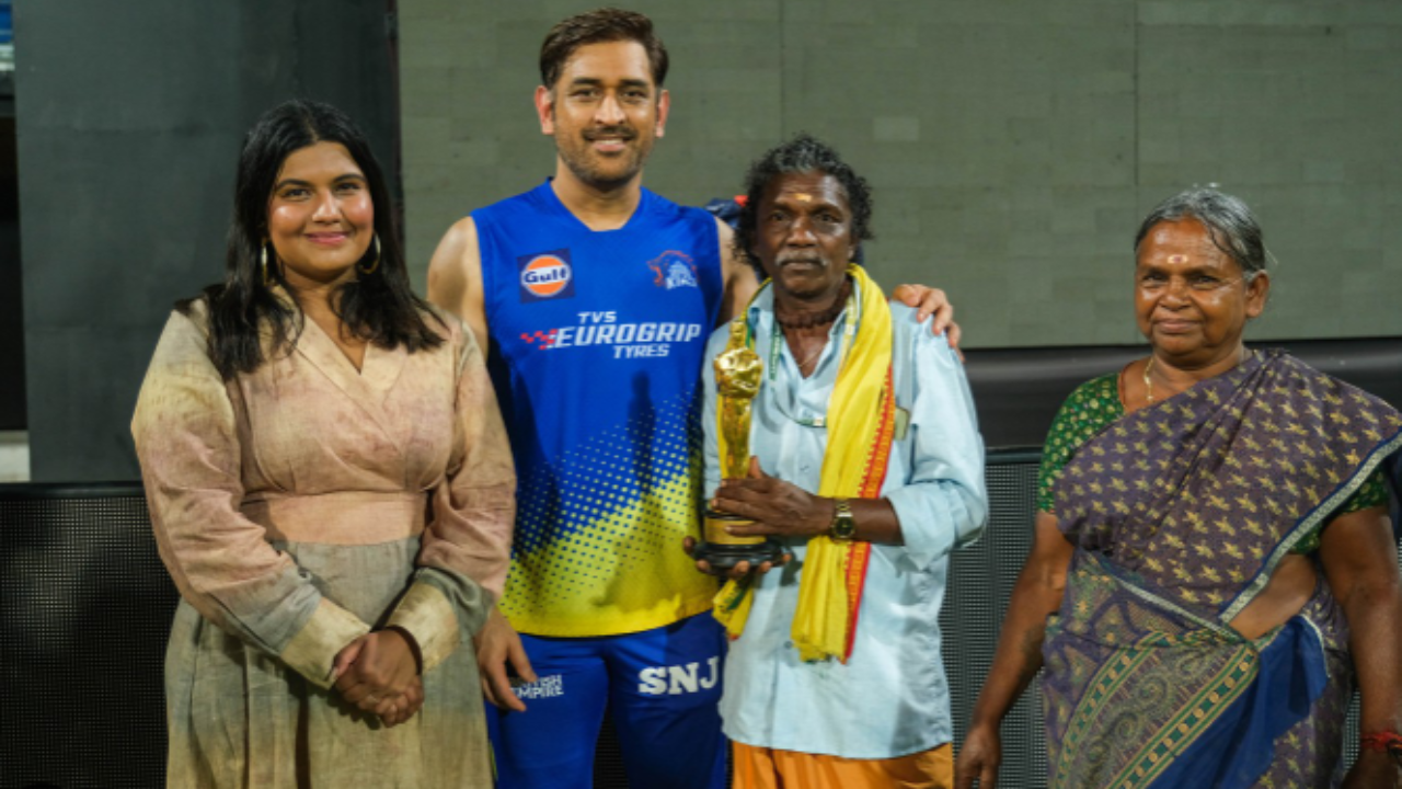 MS Dhoni with The Elephant Whisperers’ team