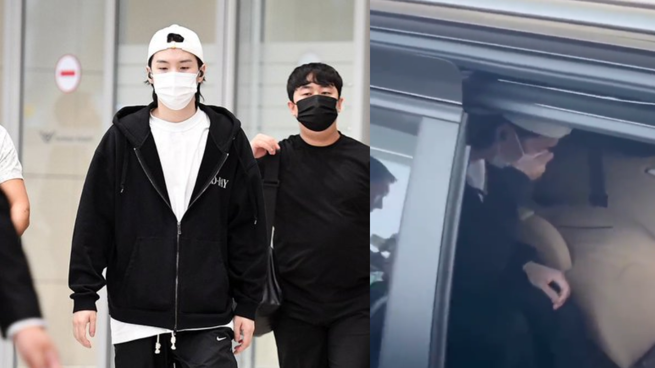 BTS' Suga starts coughing uncontrollably at airport