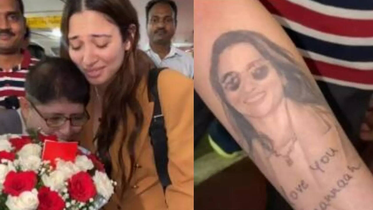 Fan Ink Tattoo Of Tamannah Bhatia's  Face On Arm