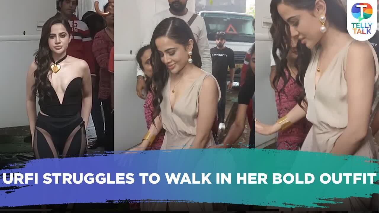 Urfi Javed STRUGGLES to WALK in her hot outfit as she is spotted in the ...