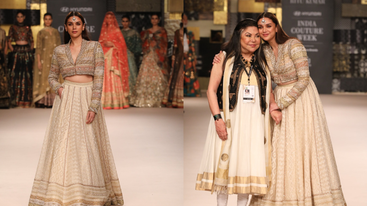 India Couture Week 2023: Aditi Rao Hydari Channels Inner Royalty In Ivory Ensemble As She Turns Showstopper For Ritu Kumar