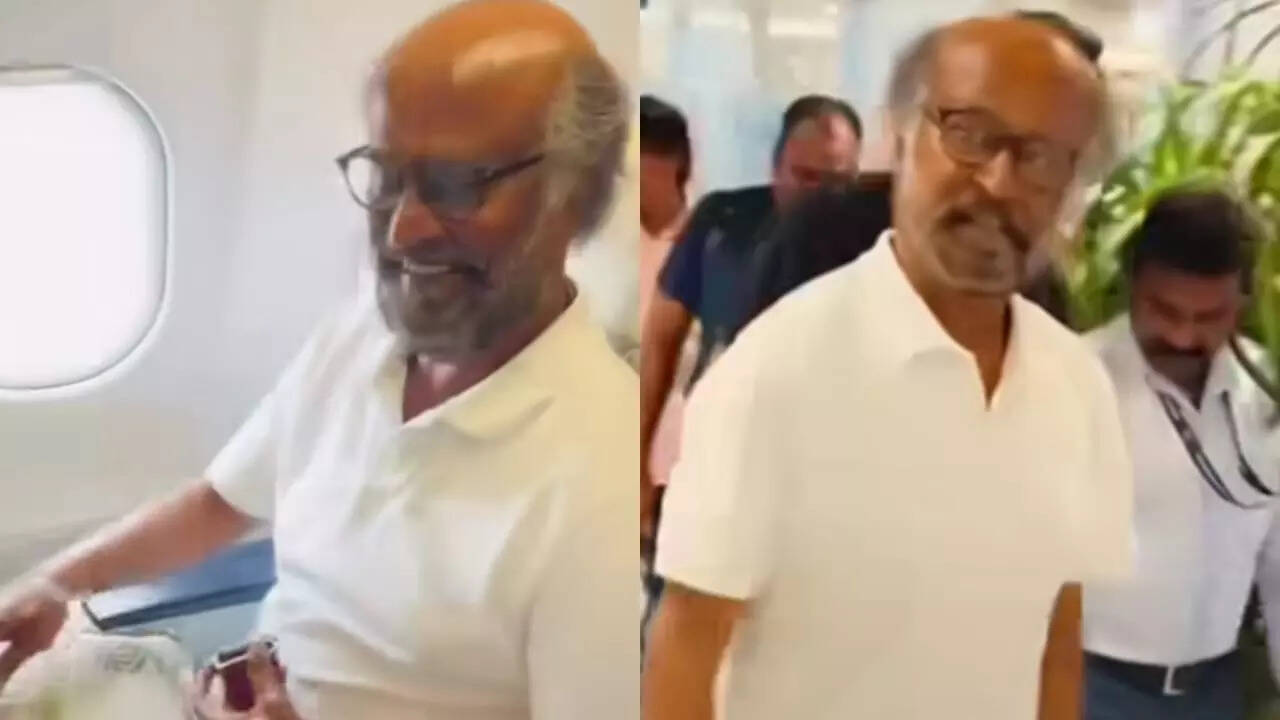 Rajinikanth Happily Chats With Fans On Flight