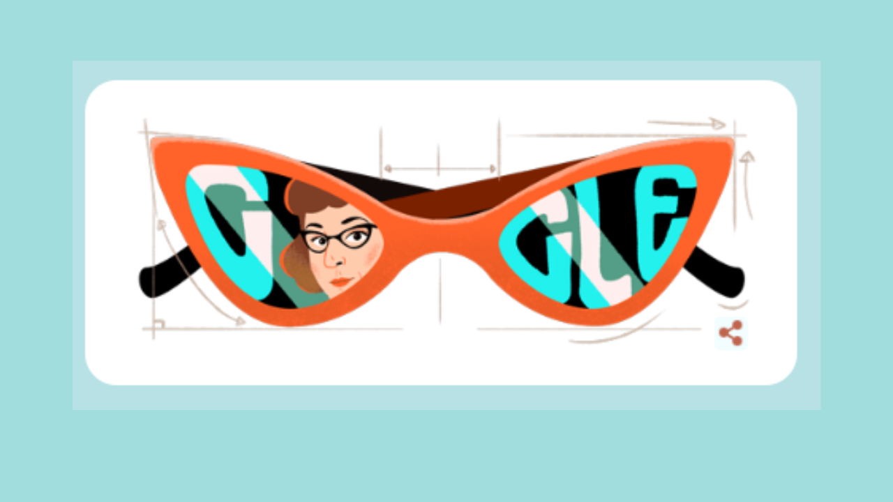 Google pays tribute to Altina Schinasi, designer of the cat-eye glasses. Credits: Google