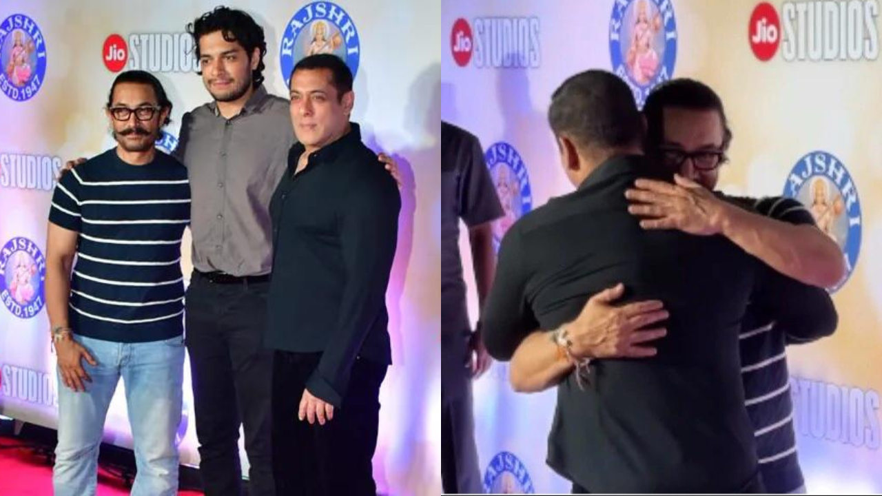 Salman Khan Hugs Aamir, Son Junaid As He Attends Rajveer Deol's Dono Screening