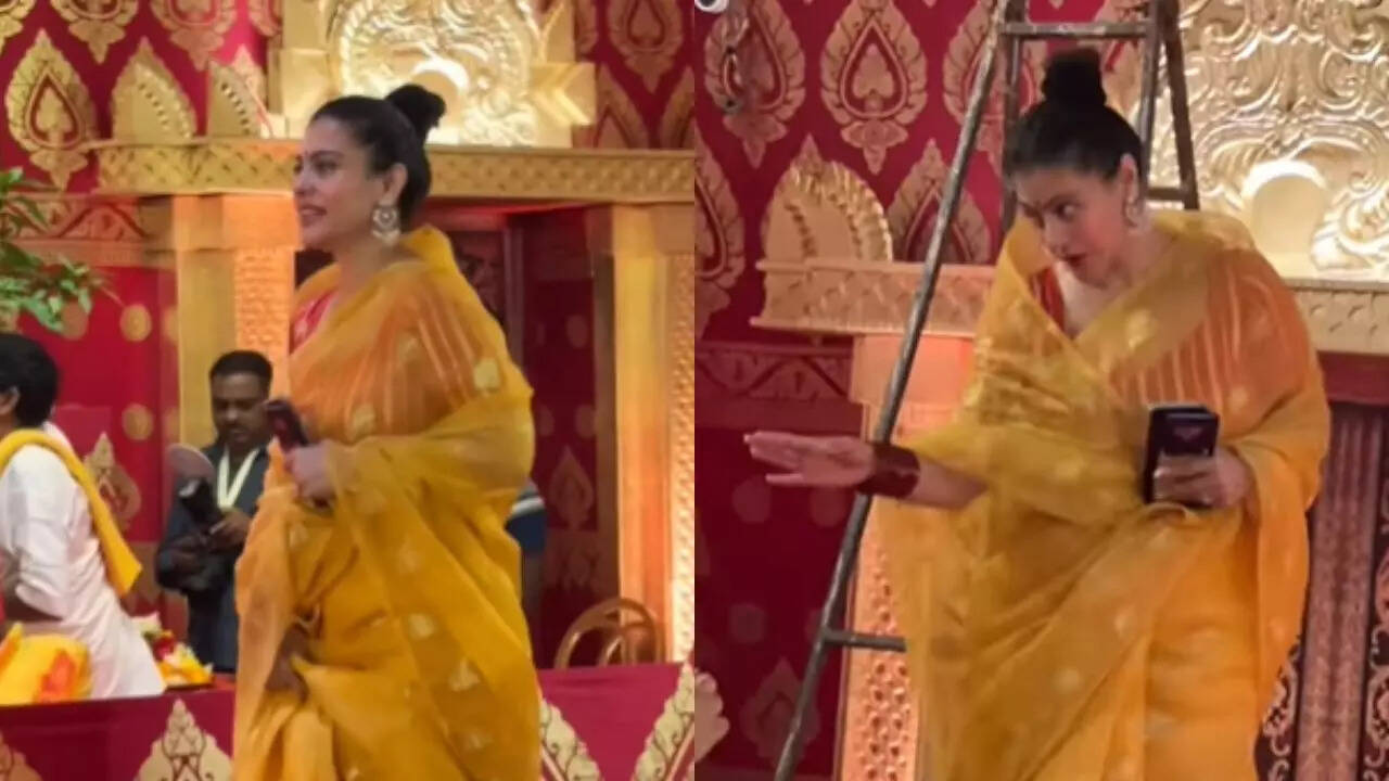 Kajol Visits Durga Puja Pandal In Juhu, Stuns In Yellow Saree. WATCH