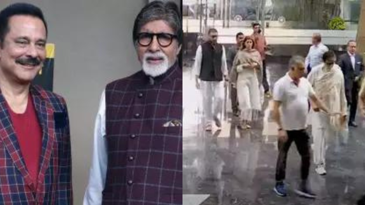 Amitabh Bachchan Attended Sahara India Group Founder Subrata Roy's Prayer Meet With Son Abhishek And Daughter Shweta