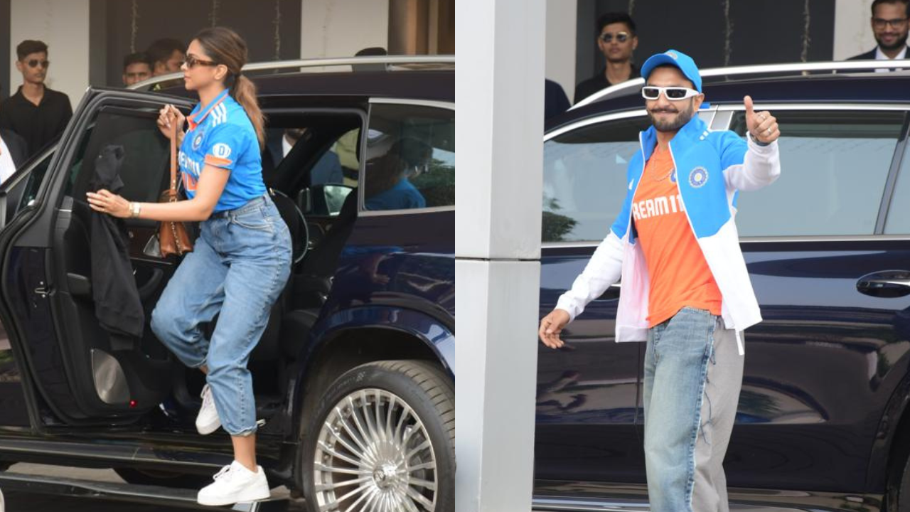 Deepika Padukone, Ranveer Singh Fly To Ahmedabad Donning Indian Jersey For Ind Vs Aus World Cup 2023 Final