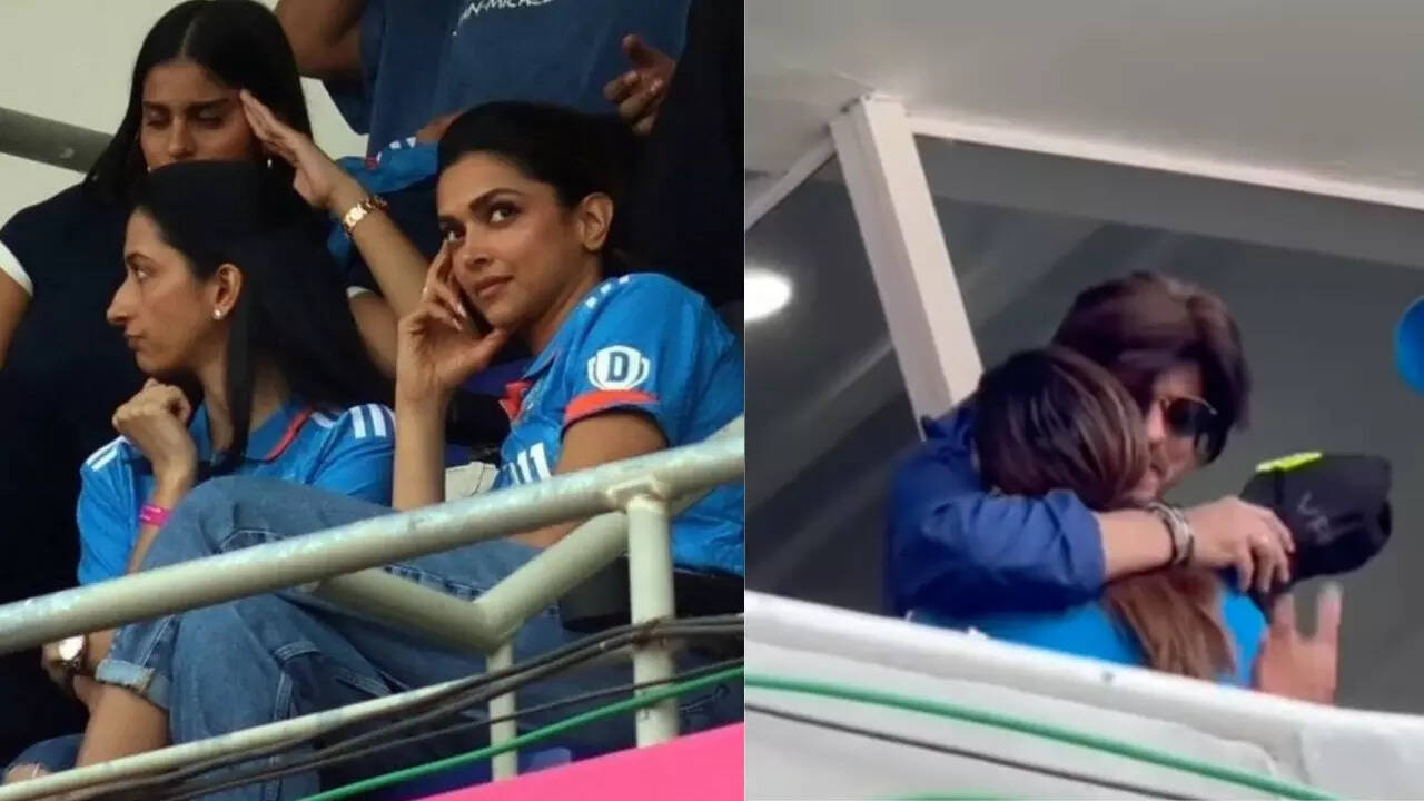 India Vs Australia WC Final: Shah Rukh Khan, Gauri Share Warm Hug With Deepika As They Cheer For Team Blue. WATCH