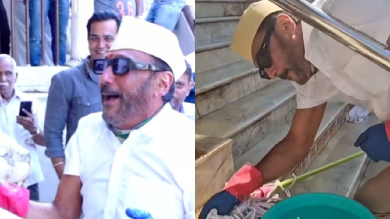 Real Power Of Bhidu! Jackie Shroff Rigorously Washes, Cleans Old Ram Temple In Mumbai - WATCH