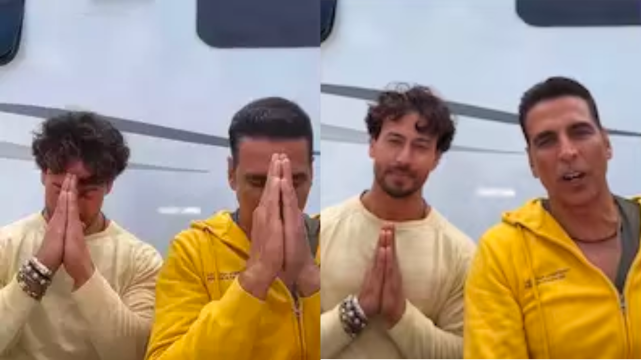 Akshay Kumar And Tiger Shroff Chant 'JAI SHREE RAM' On Bade Miyan Chote Miyan Set, Ahead Of Pran Pratishtha Ceremony-WATCH