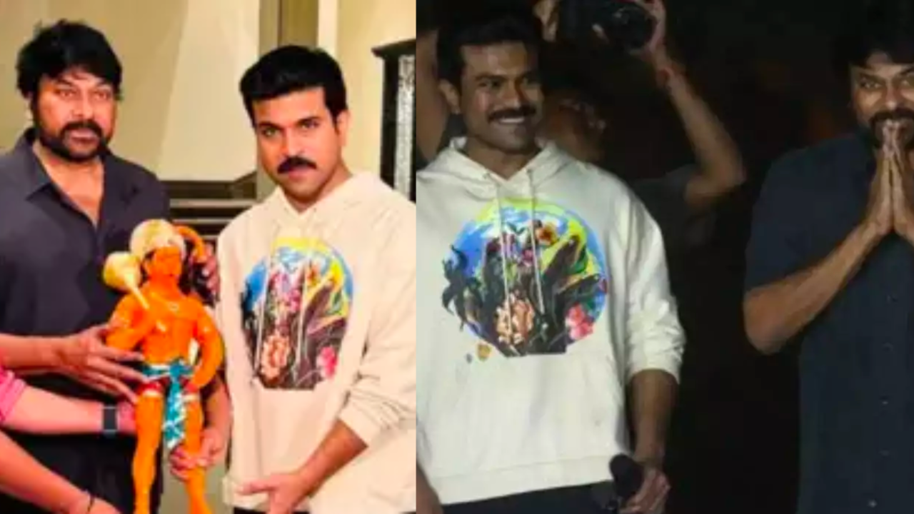 Ram Charan And Chiranjeevi Receive Lord Hanuman Idol From Fans Ahead Of Pran Pratishtha Ceremony-WATCH