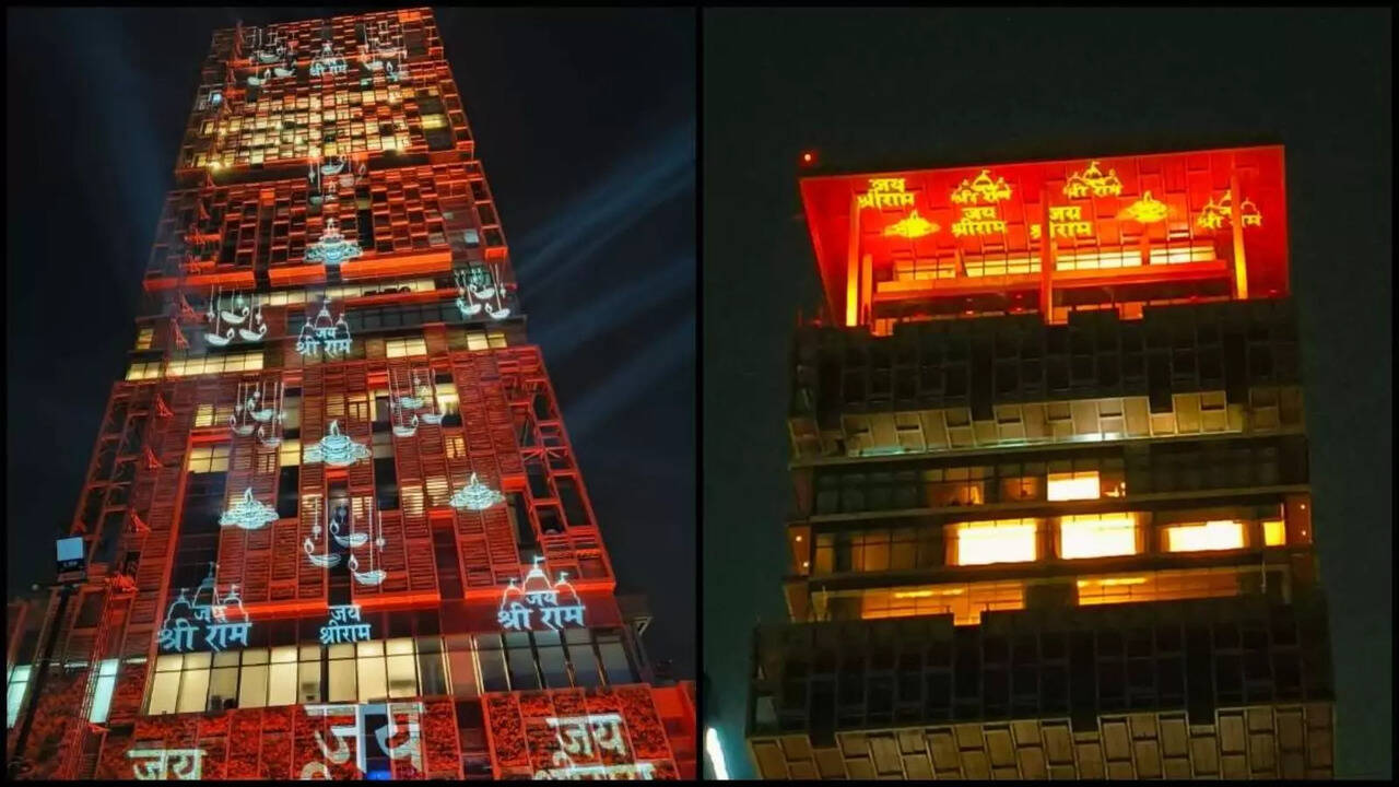 WATCH: Mukesh Ambani's Antilia Lit Up With 'Jai Shri Ram' On Ram Mandir Inauguration Day