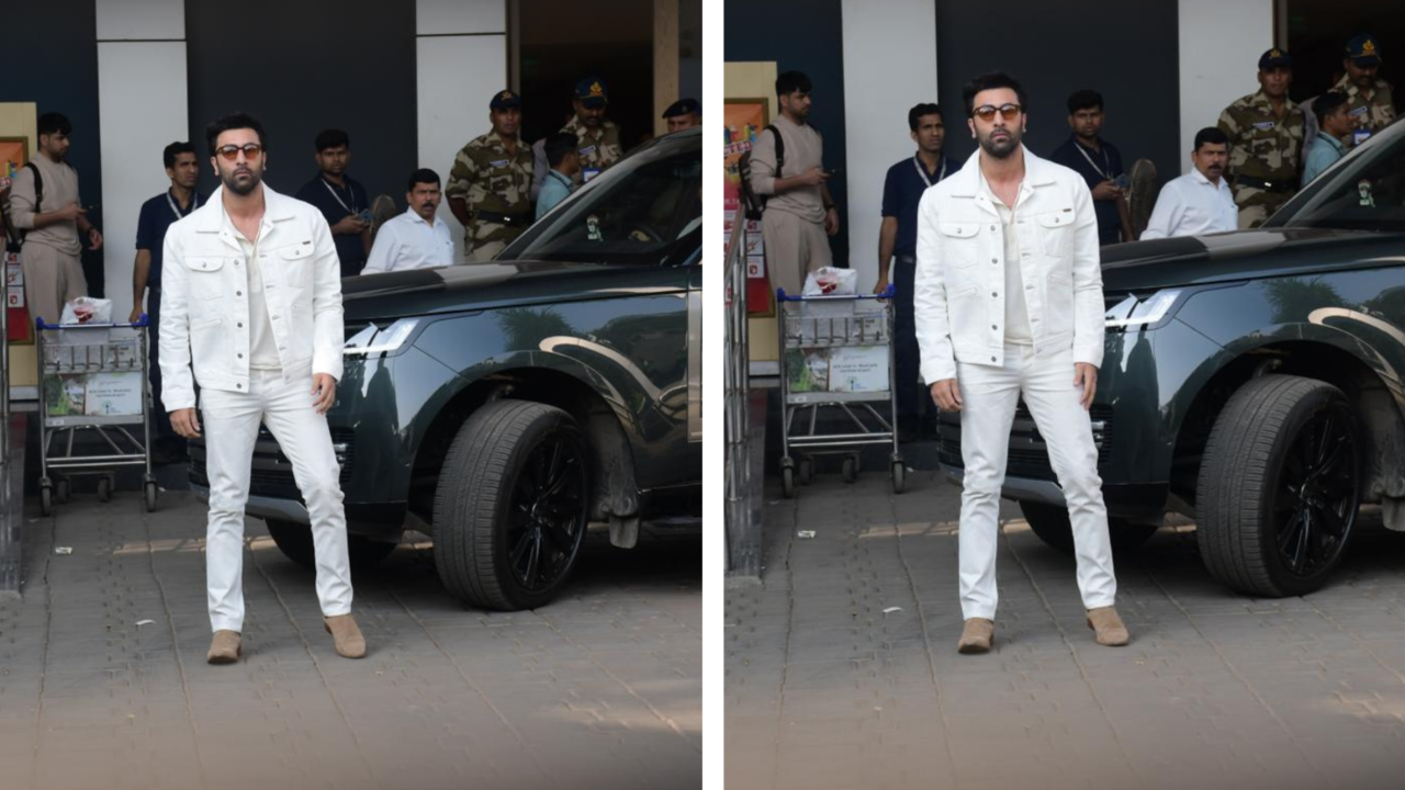 Ranbir Kapoor Stuns In White As Gets Spotted At Airport Ahead Of 69th Hyundai Filmfare Awards 2024 With Gujarat Tourism