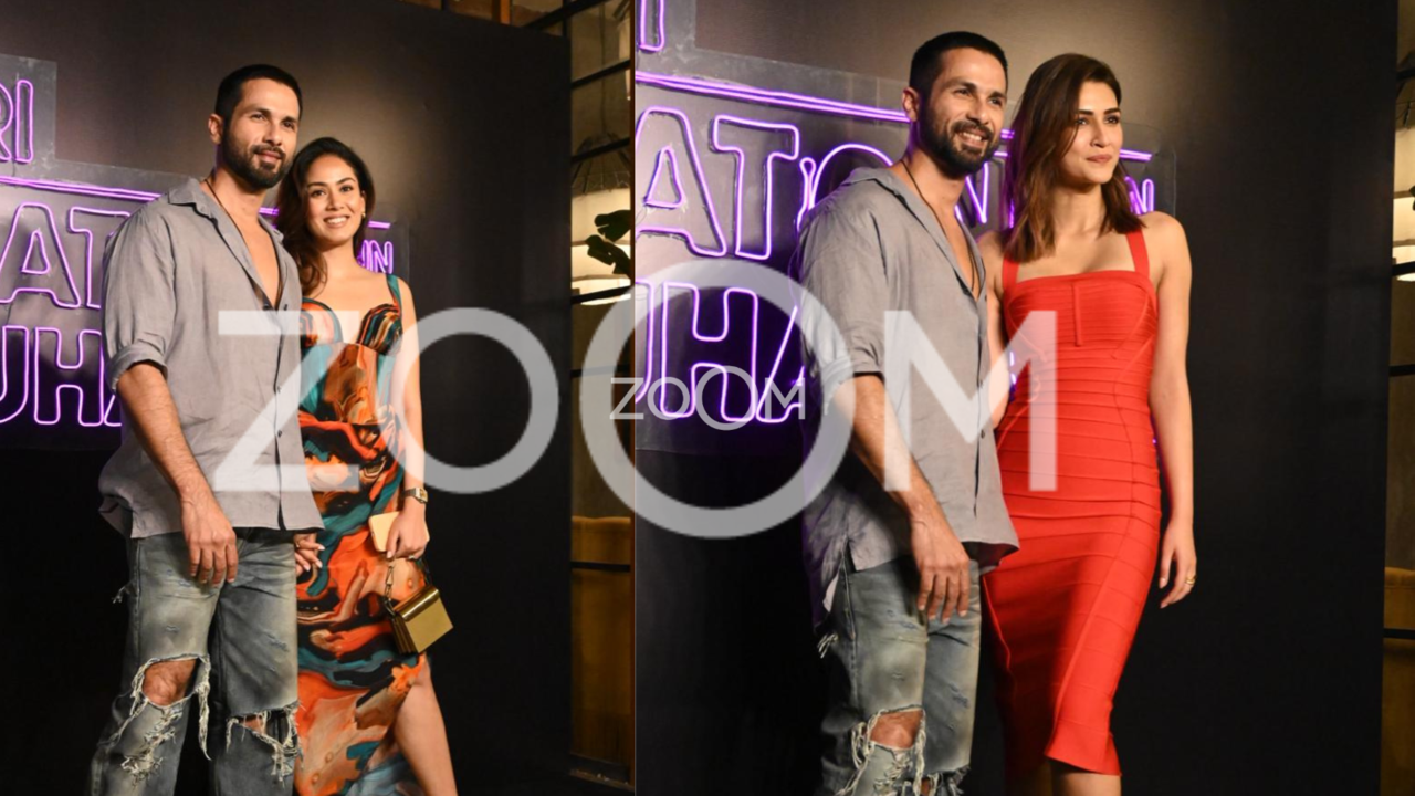 Teri Baaton Mein Aisa Uljha Jiya Success Bash: Kriti Dazzles In Orange Fit, Shahid Kapoor-Wife Mira Make Heads Turn