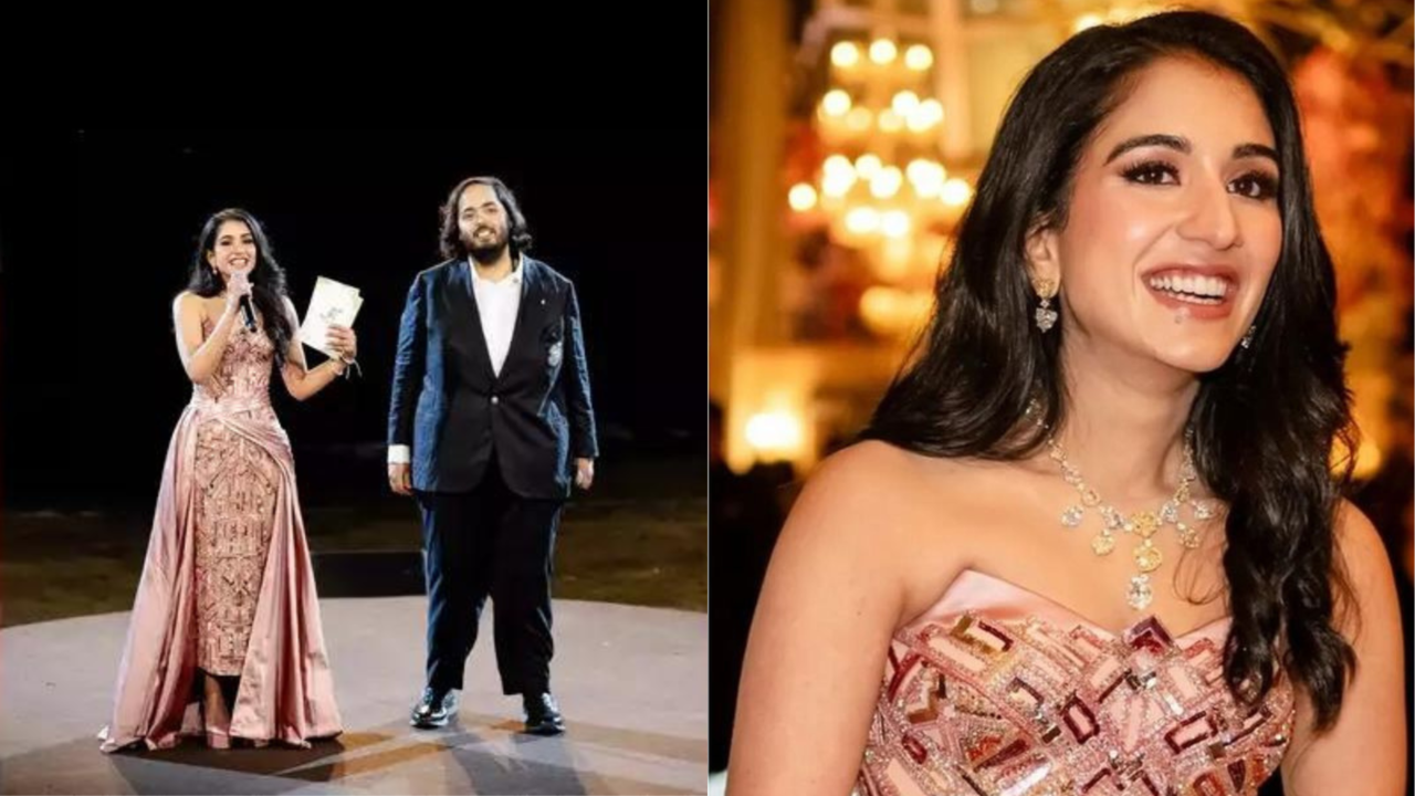 Radhika Stuns In Custom Versace Gown, Anant Ambani Complements In Black Suit On Day 1 Of Pre-Wedding Celebration