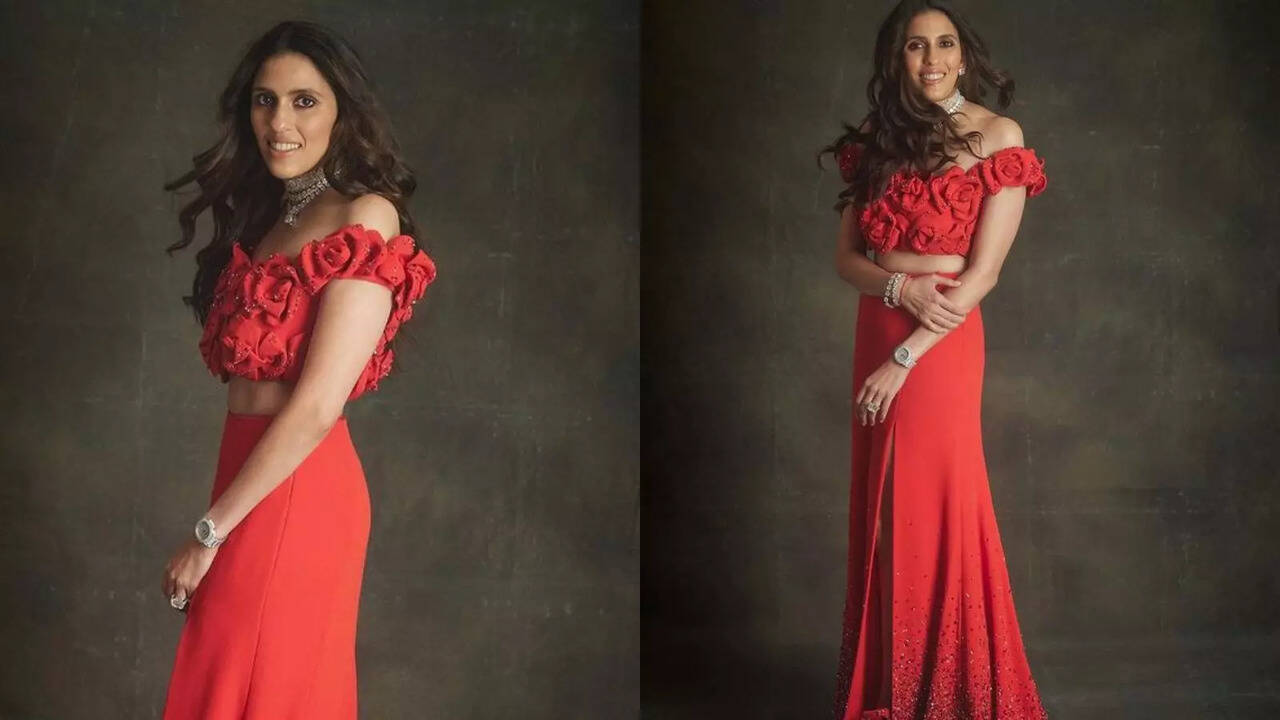 Ambani Bahu Shloka Mehta Radiates Elegance In Red Valentino Outfit At Anant-Radhika Pre-Wedding Gala - PIC