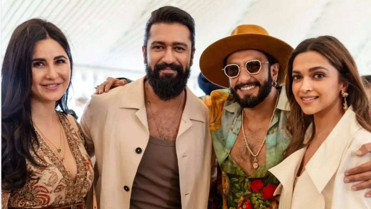 ​Katrina Kaif, Vicky Kaushal, Ranveer Singh, Deepika Padukone Smile For The Camera At Anant Ambani, Radhika Merchant's Pre-Wedding Celebrations