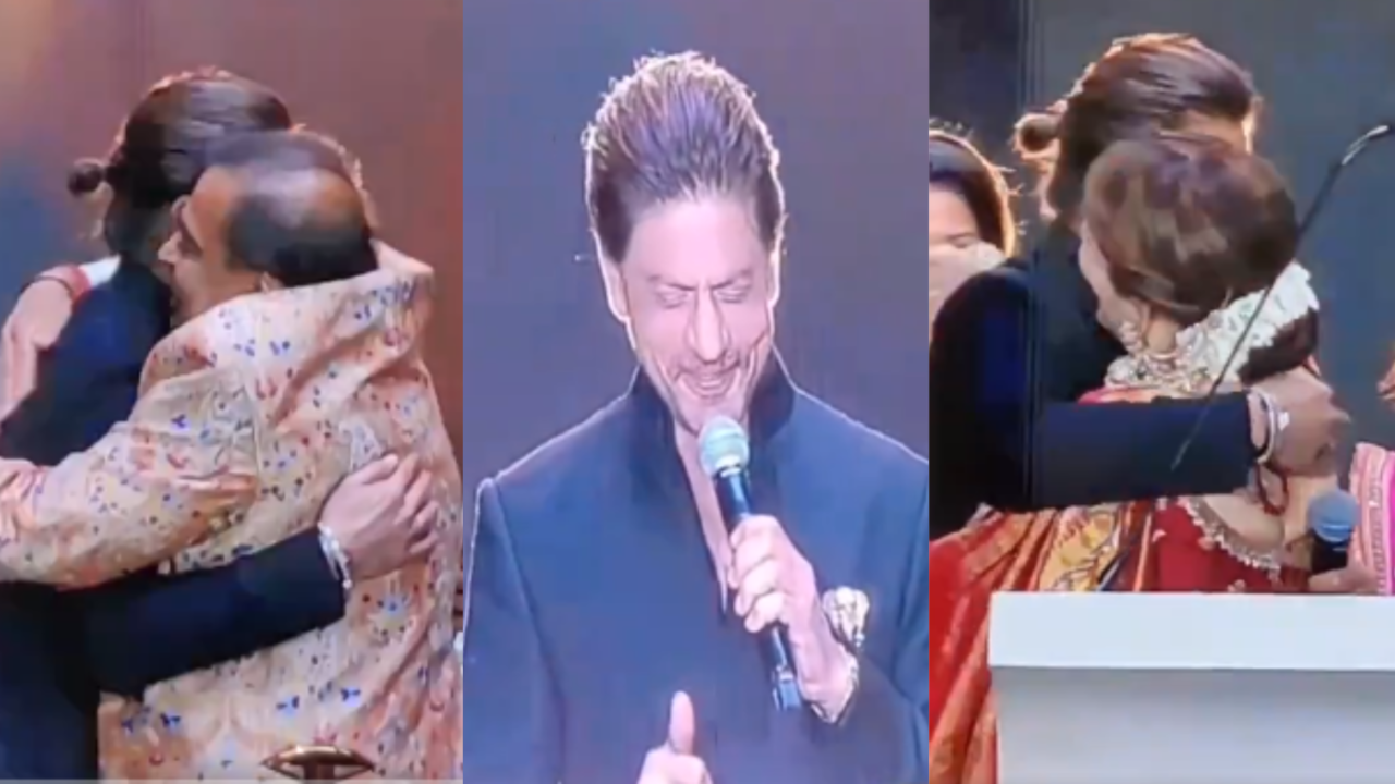 Shah Rukh Khan Back To Jamnagar For Pre-Wedding Bash, Shares Warm Hug With Mukesh Ambani And Nita Ambani - WATCH