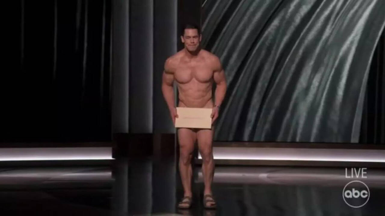 Oscars 2024:John Cena Goes To Present Best Costume Award NAKED, Video Goes Viral