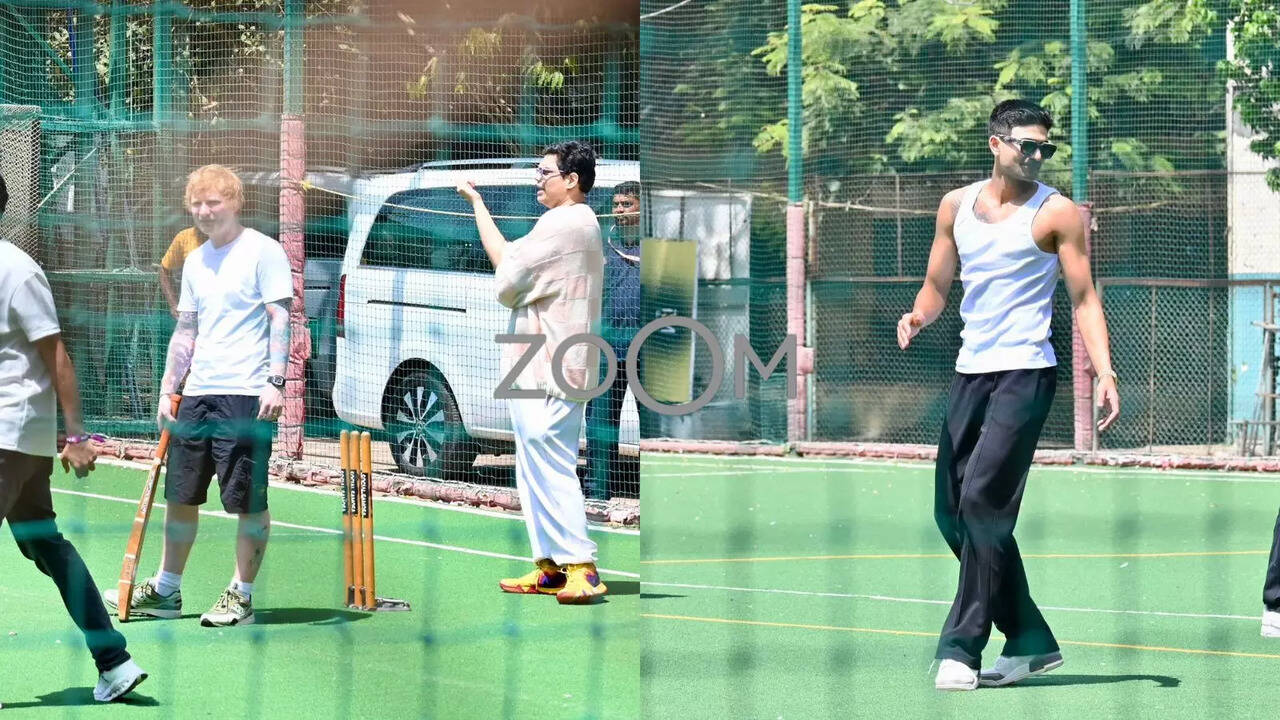 Ed Sheeran Plays Cricket With Shubman Gill, Tanmay Bhat In Mumbai Ahead Of Concert - Exclusive Pics