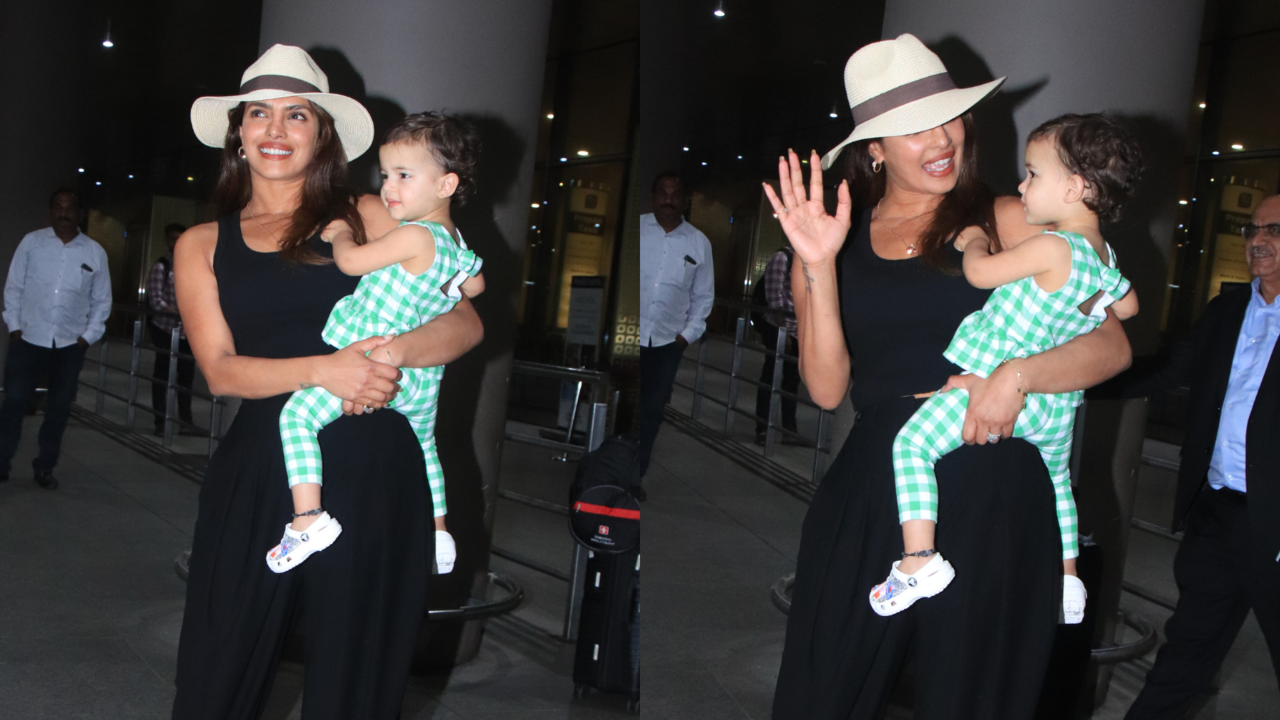 Priyanka Chopra Is Back To India With Daughter Malti Marie, Duo Adorably Poses For Paps - WATCH