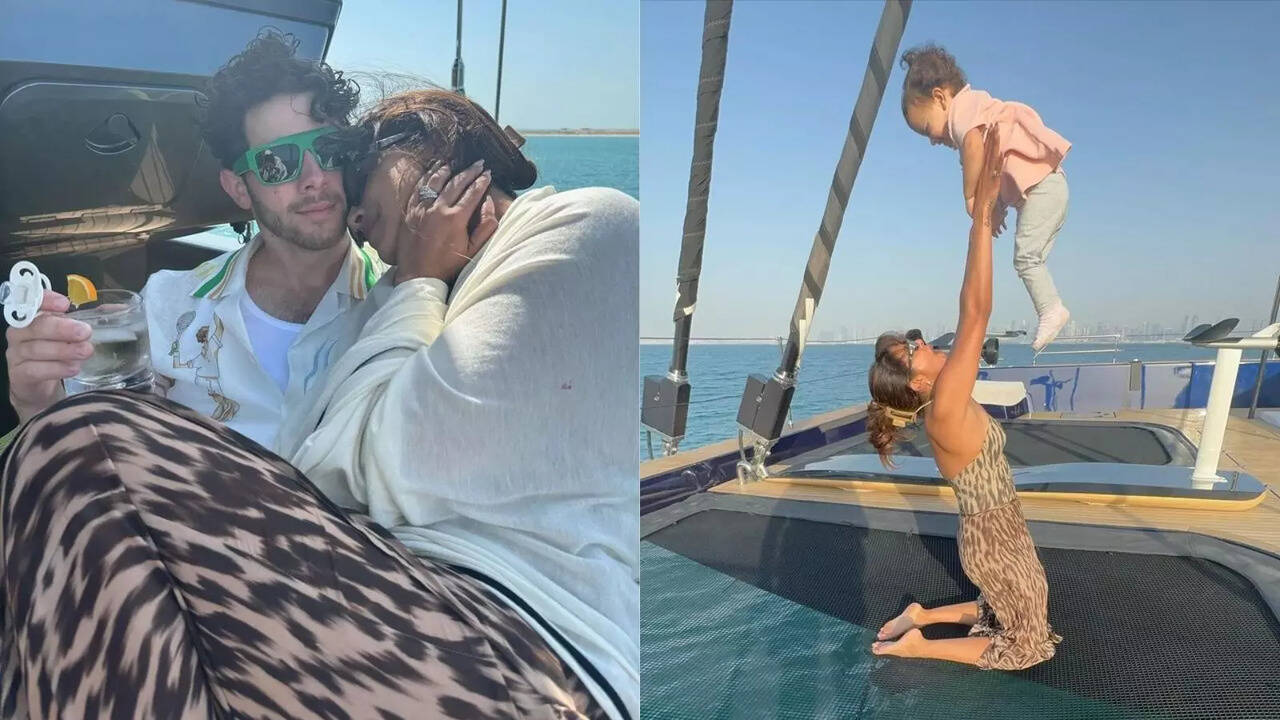 Priyanka Chopra Gets Cosy With Nick Jonas, Plays With Malti In Animal Print Dress During Beach Day Out - PICS