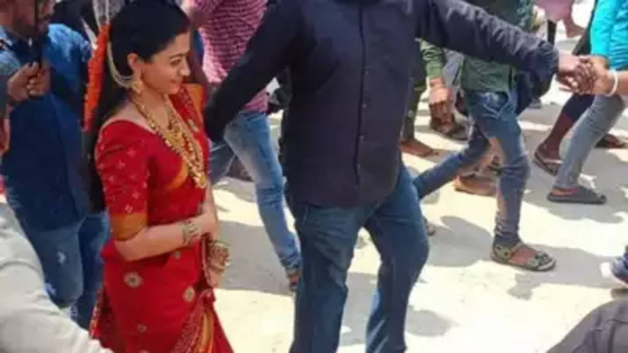 Rashmika Mandanna from the Set Pushpa 2