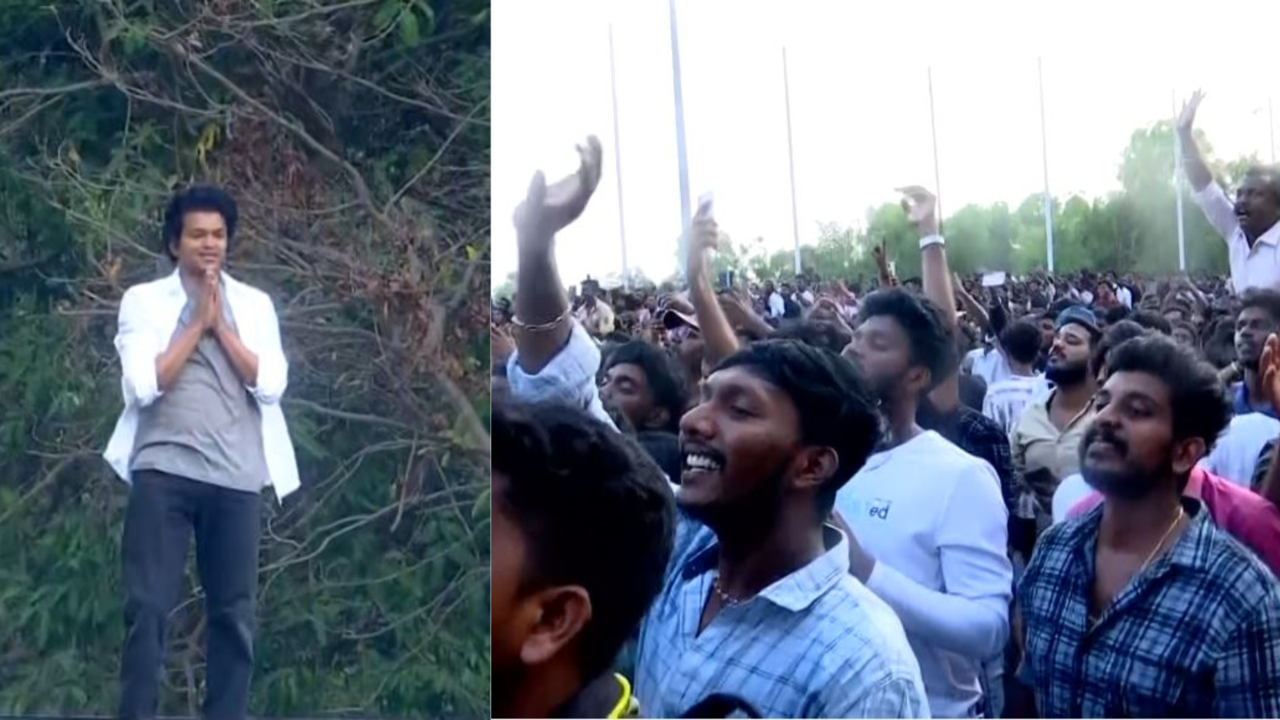 Thalapathy Vijay Fans Gather To See Him In Kerala During GOAT's Shoot, Actor Greets Fans In Viral Pics