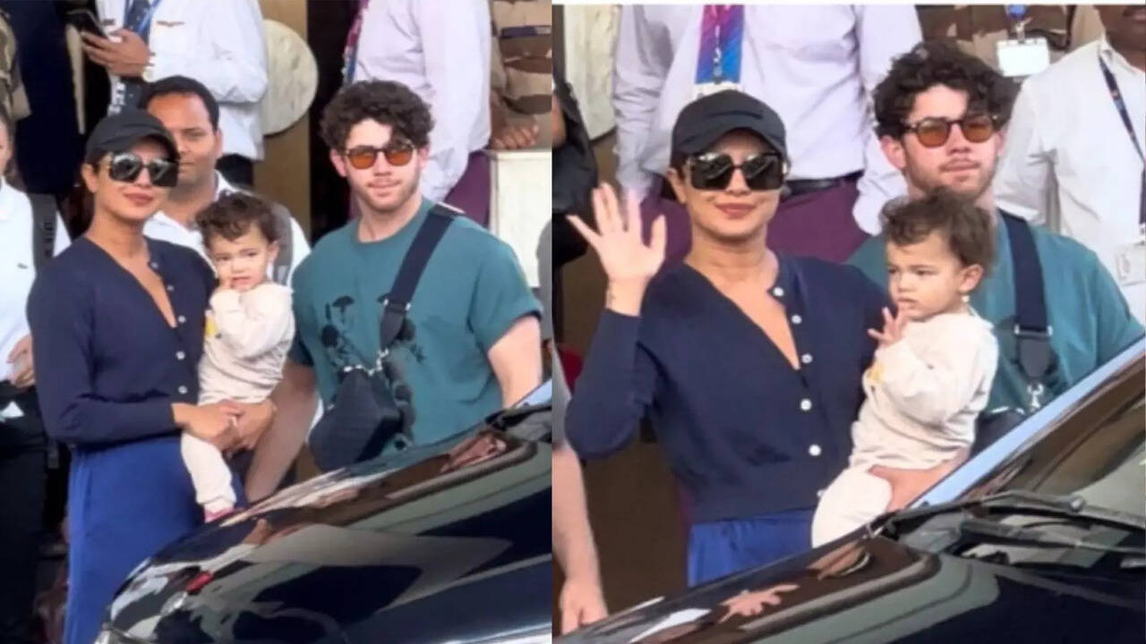 Priyanka Chopra’s Daughter Malti Waves At Paparazzi's  As They Return After Holi Celebration At Mumbai Airport