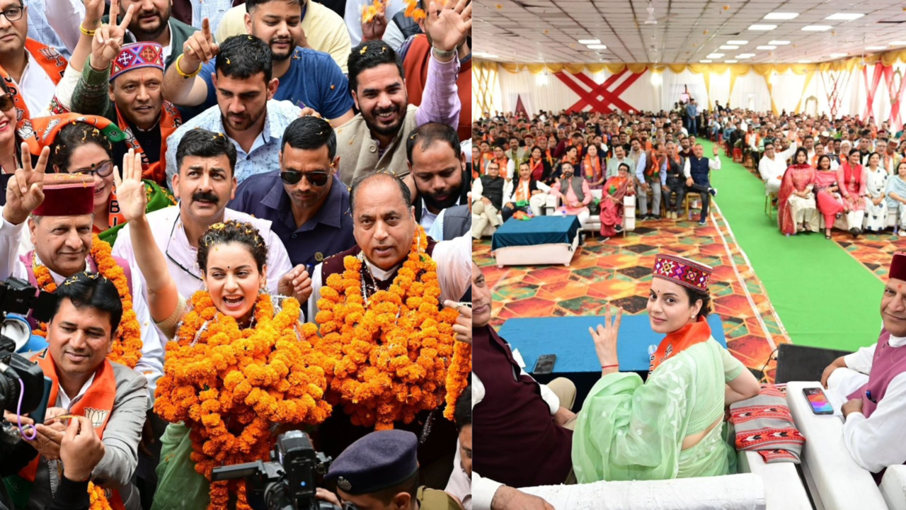 Kangana Ranaut Attends Office-Bearers Meeting Of Mandi Loksabha Constituency With State Prez Rajeev Bindal, See Pics