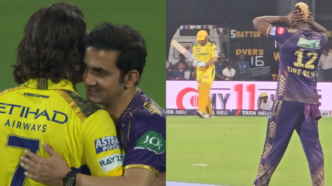 CSK Vs KKR Viral Moments: MS Dhoni-Gautam Gambhir Hug, Andre Russell Closing Ears, Ravindra Jadeja Teasing Crowd