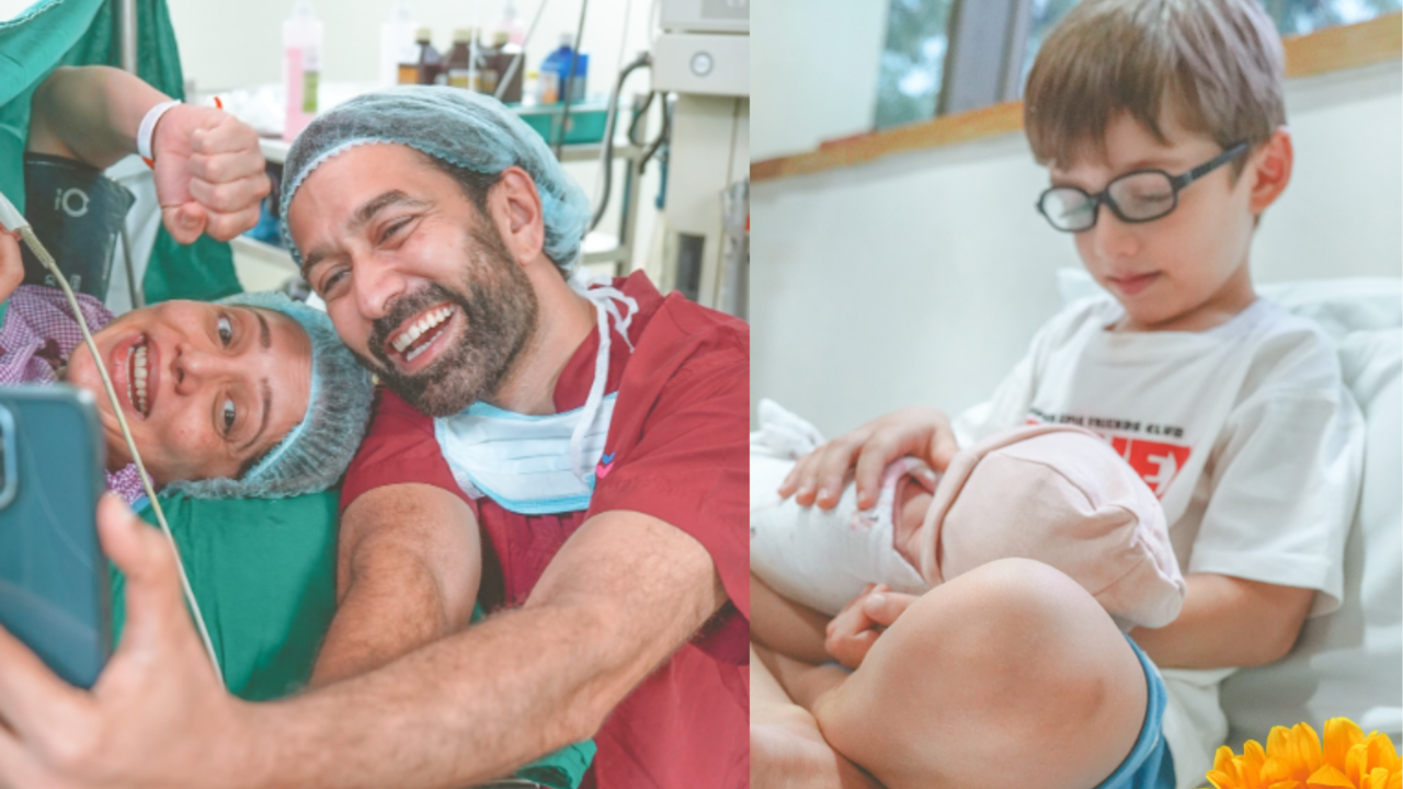 Nakuul Mehta and his wife Jankee celebrate the arrival of their baby girl  Rumi; he shares a touching photo of their son Sufi cradling his newborn  sister. | Zoom TV, image size:1280x720