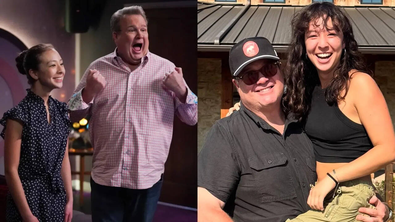 Aubrey AndersonEmmons and Eric Stonestreet from Modern Family reenact