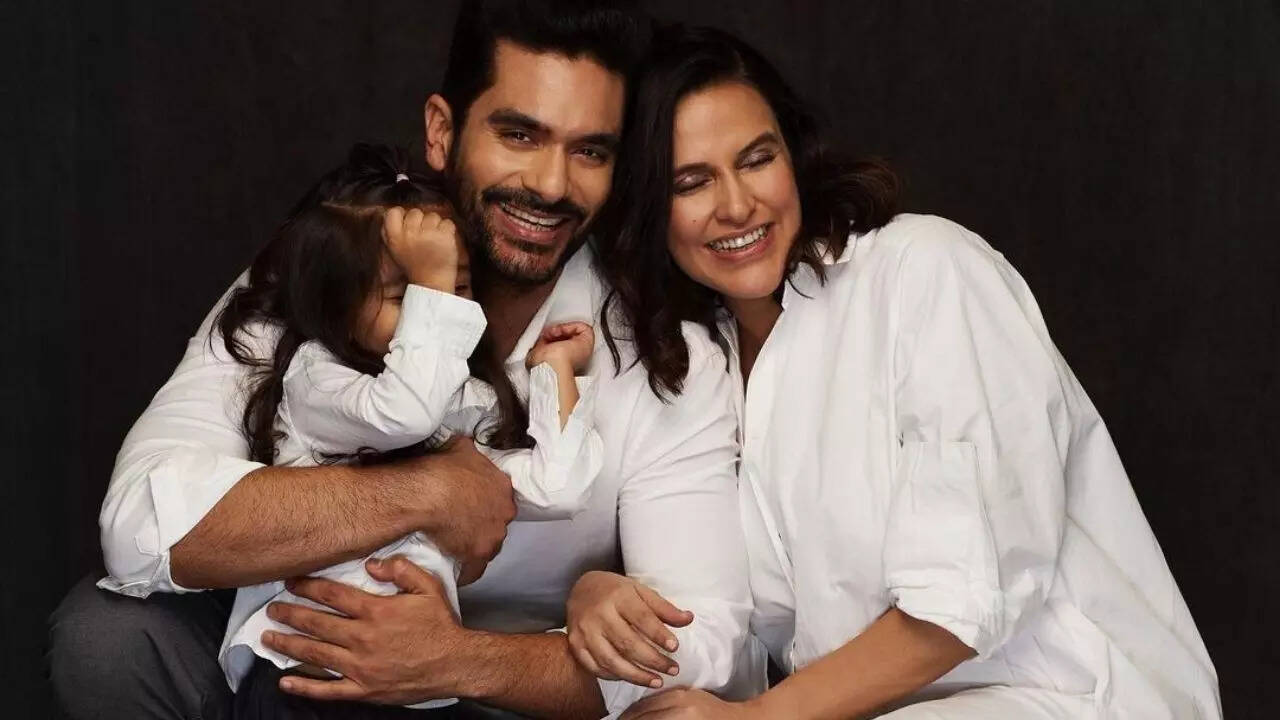 Neha Dhupia, Angad Bedi and Mehr