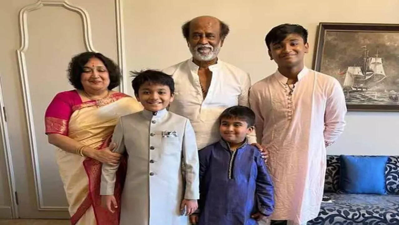 Rajinikanth and his grandchildren