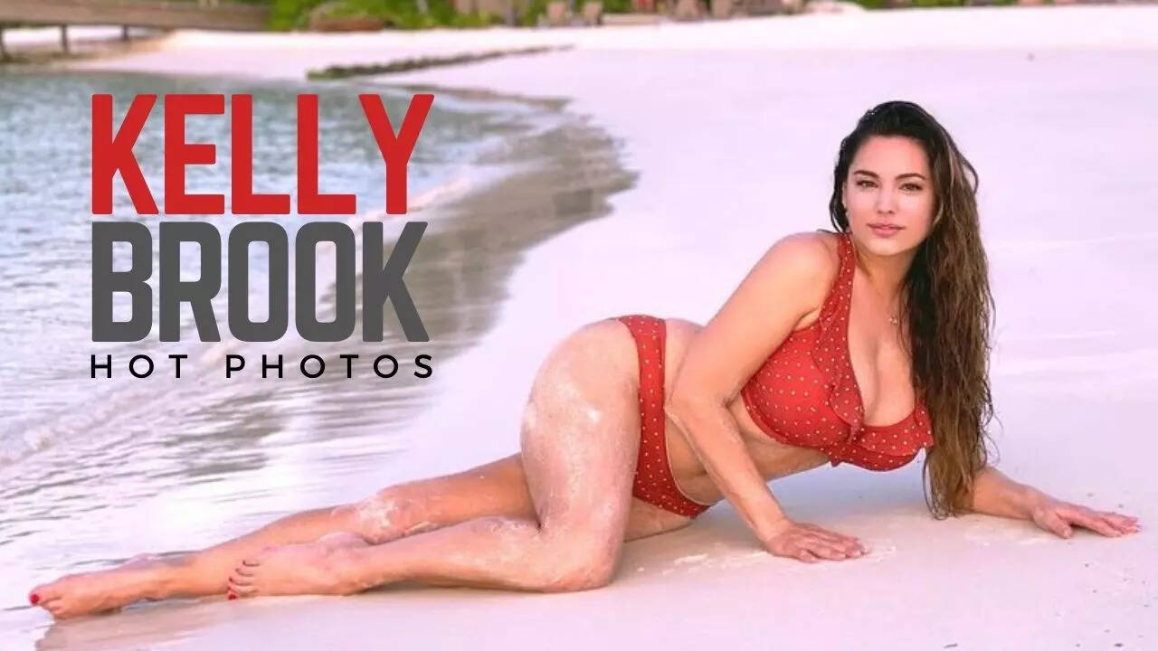 Kelly Brook looks hot in a red bikini