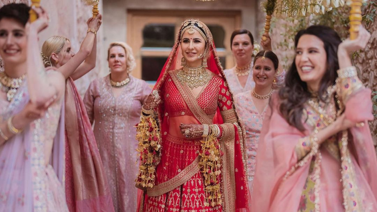 Katrina Kaif wore a red Sabyasachi lehenga at her wedding