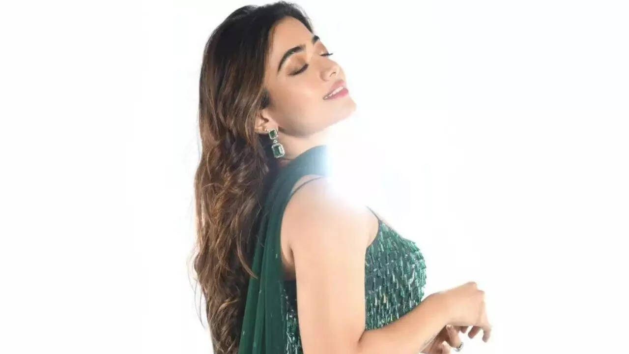 Rashmika Mandanna green lehenga