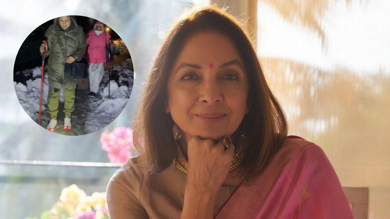 Neena Gupta tries to walk on snow