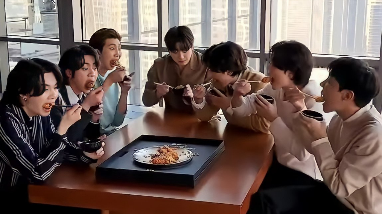 BTS eat off their 1 Billion Spotify plaque