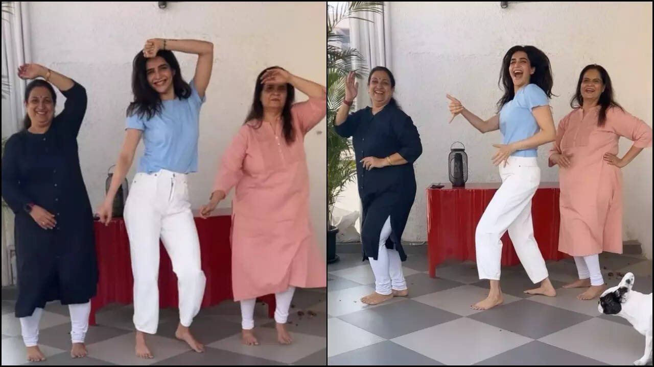 Karishma Tanna dances with mom, mother-in-law on Kacha Badam but it's her dogs who stole the limelight