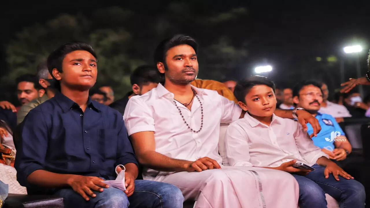 Dhanush makes first public appearance after parting ways with Aishwaryaa, attends concert with sons Yatra and Linga