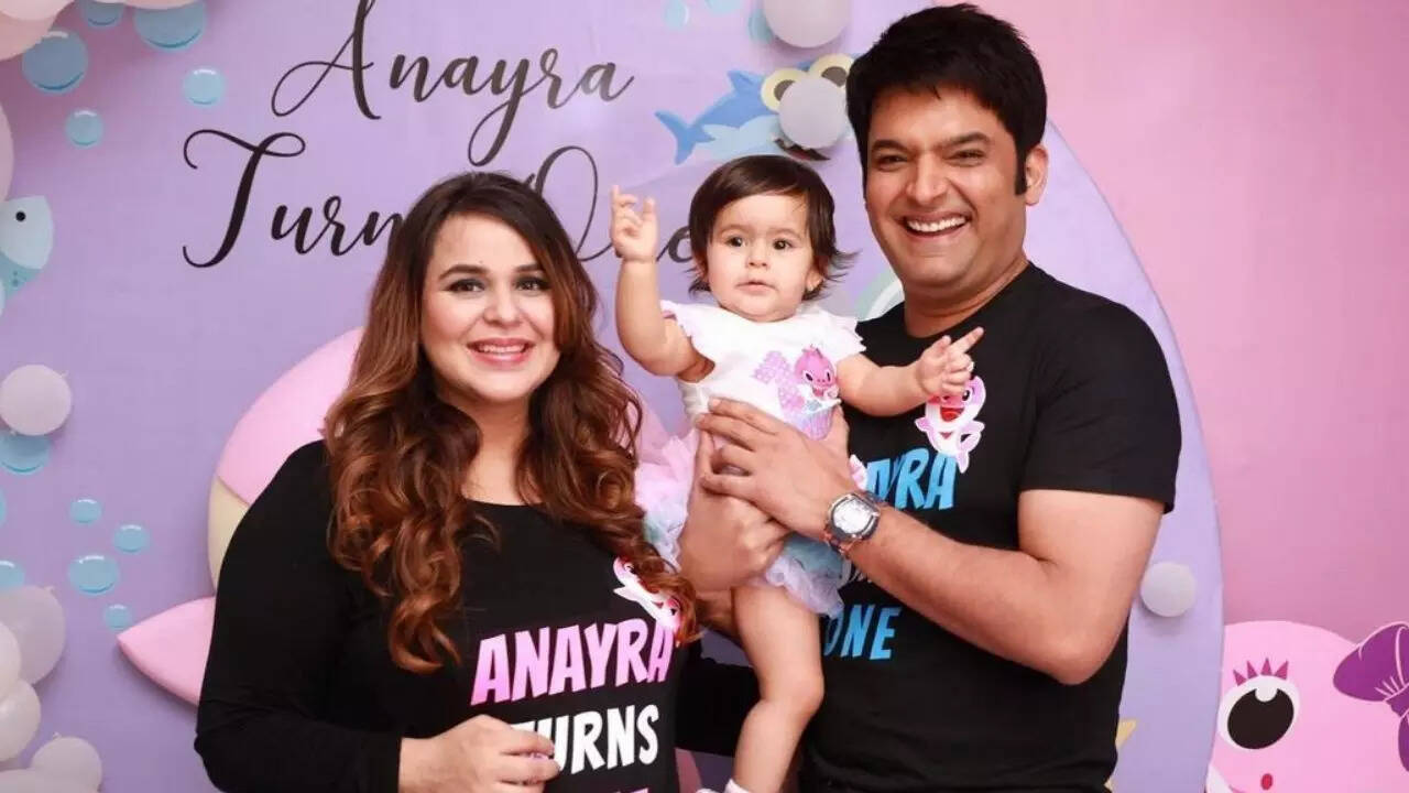 Kapil Sharma with wife Ginni and daughter Anayra