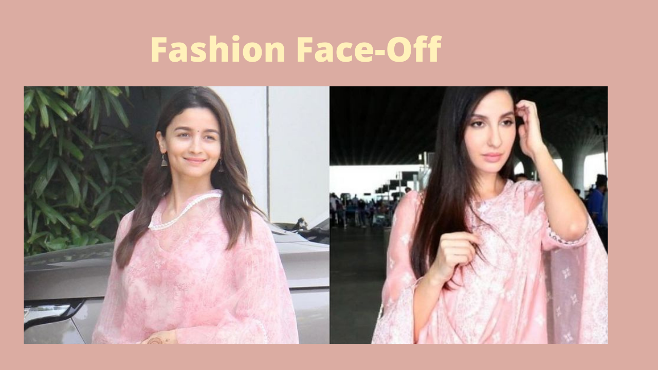 Nora Fatehi and Alia Bhatt were spotted wearing pink suit!